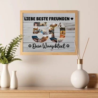 Personalisiertes Poster mit Wunschtext zum 50 Geburtstag Beste Freundin