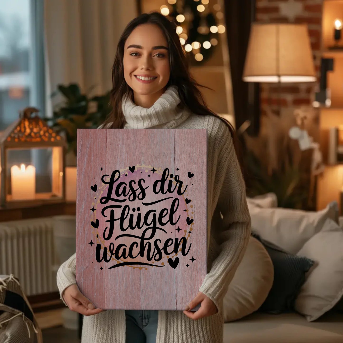 Spruch Leinwand Lass dir Flügel wachsen Persönliches Geschenk