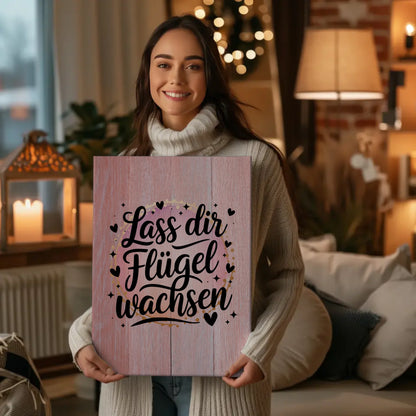 Spruch Leinwand Lass dir Flügel wachsen Persönliches Geschenk