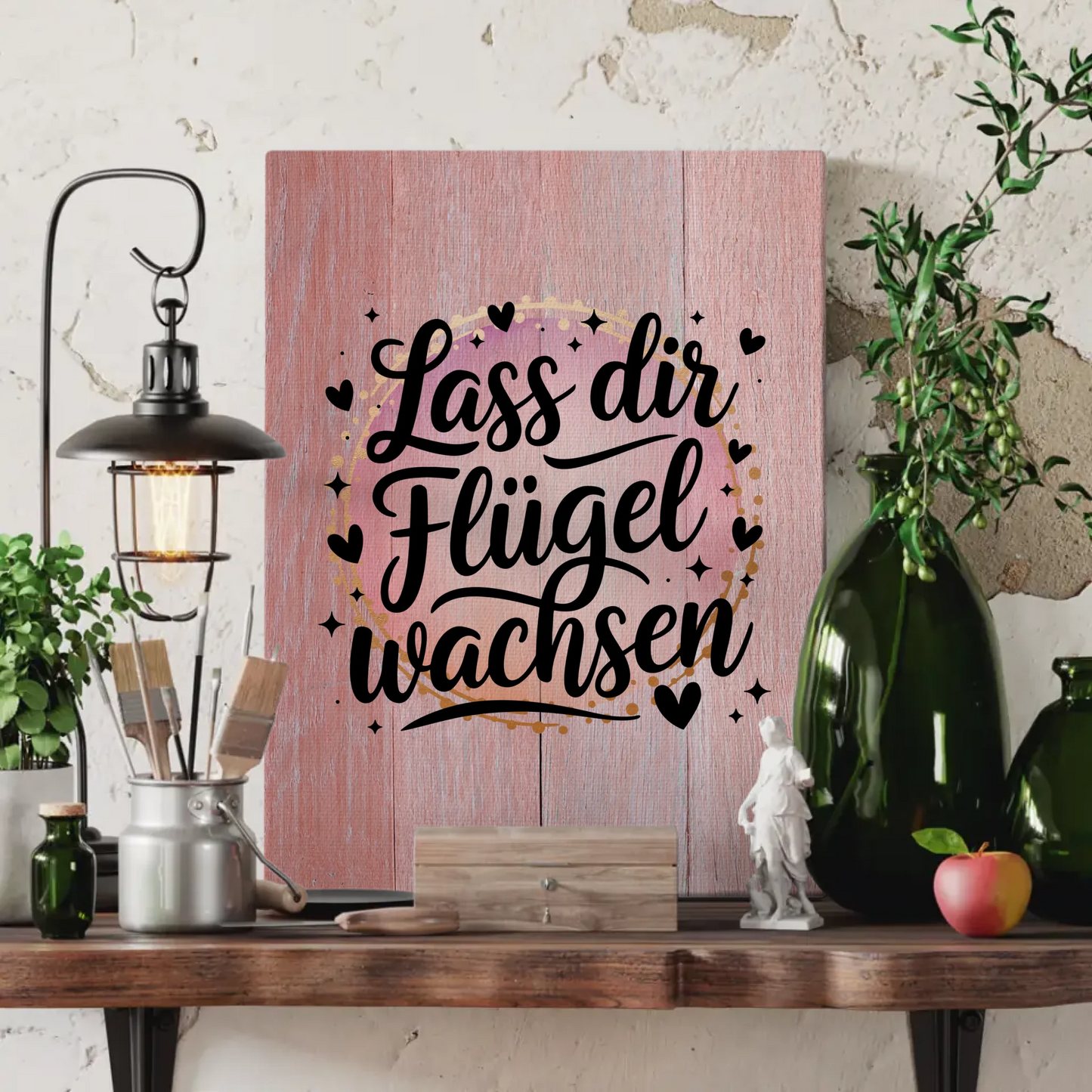 Spruch Leinwand Lass dir Flügel wachsen Persönliches Geschenk