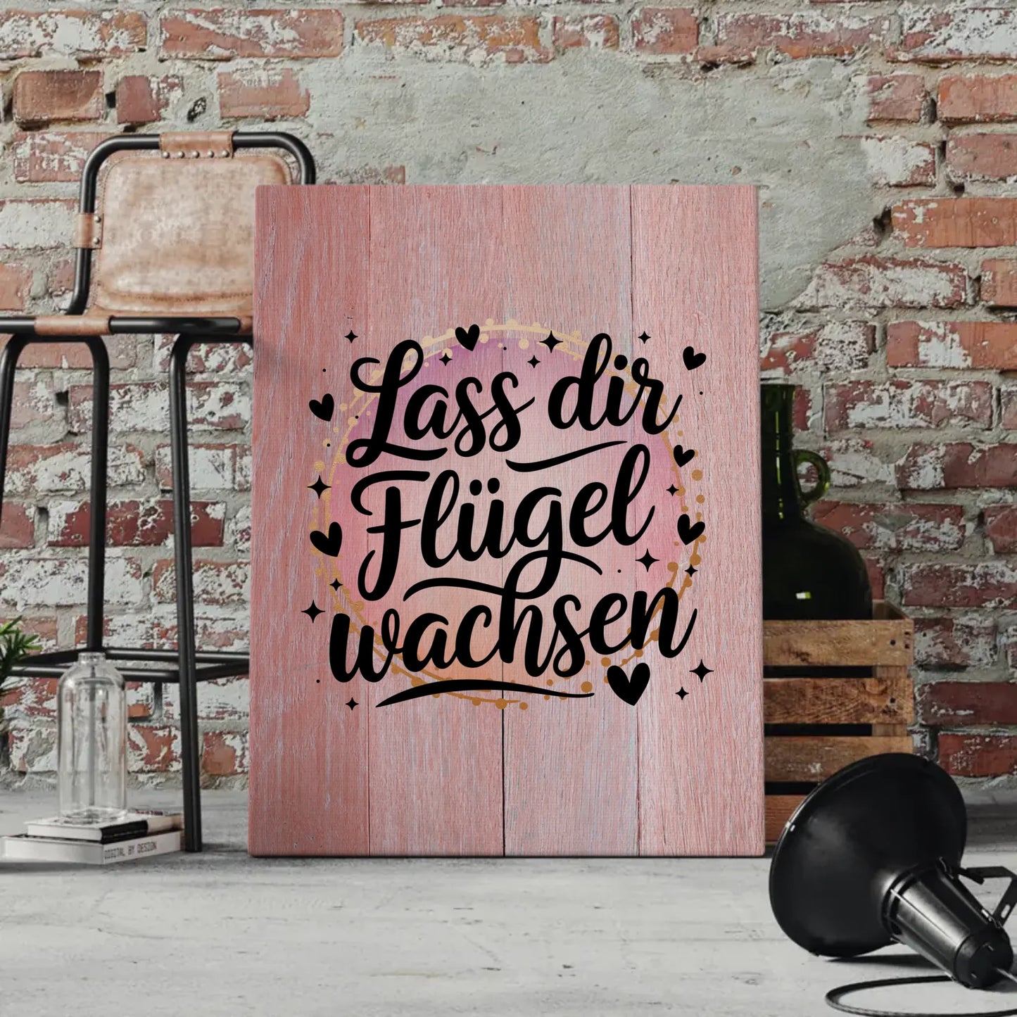 Spruch Leinwand Lass dir Flügel wachsen Persönliches Geschenk