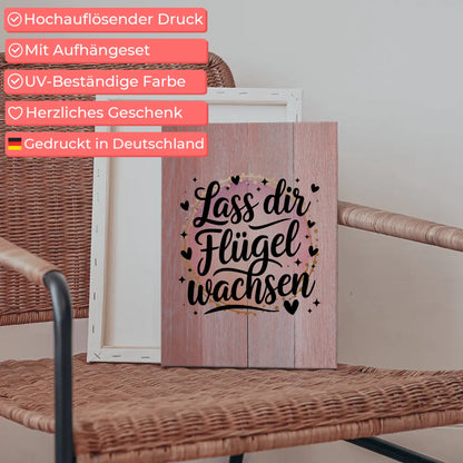 Spruch Leinwand Lass dir Flügel wachsen Persönliches Geschenk