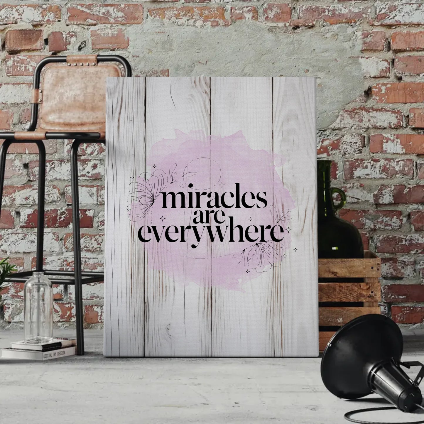 Personalisierte Sprüche Leinwand Miracles are everywhere Decor