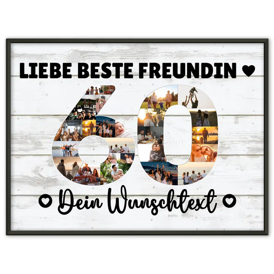 Personalisiertes Poster mit Wunschtext zum 60 Geburtstag Beste Freundin