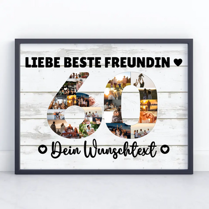Personalisiertes Poster mit Wunschtext zum 60 Geburtstag Beste Freundin