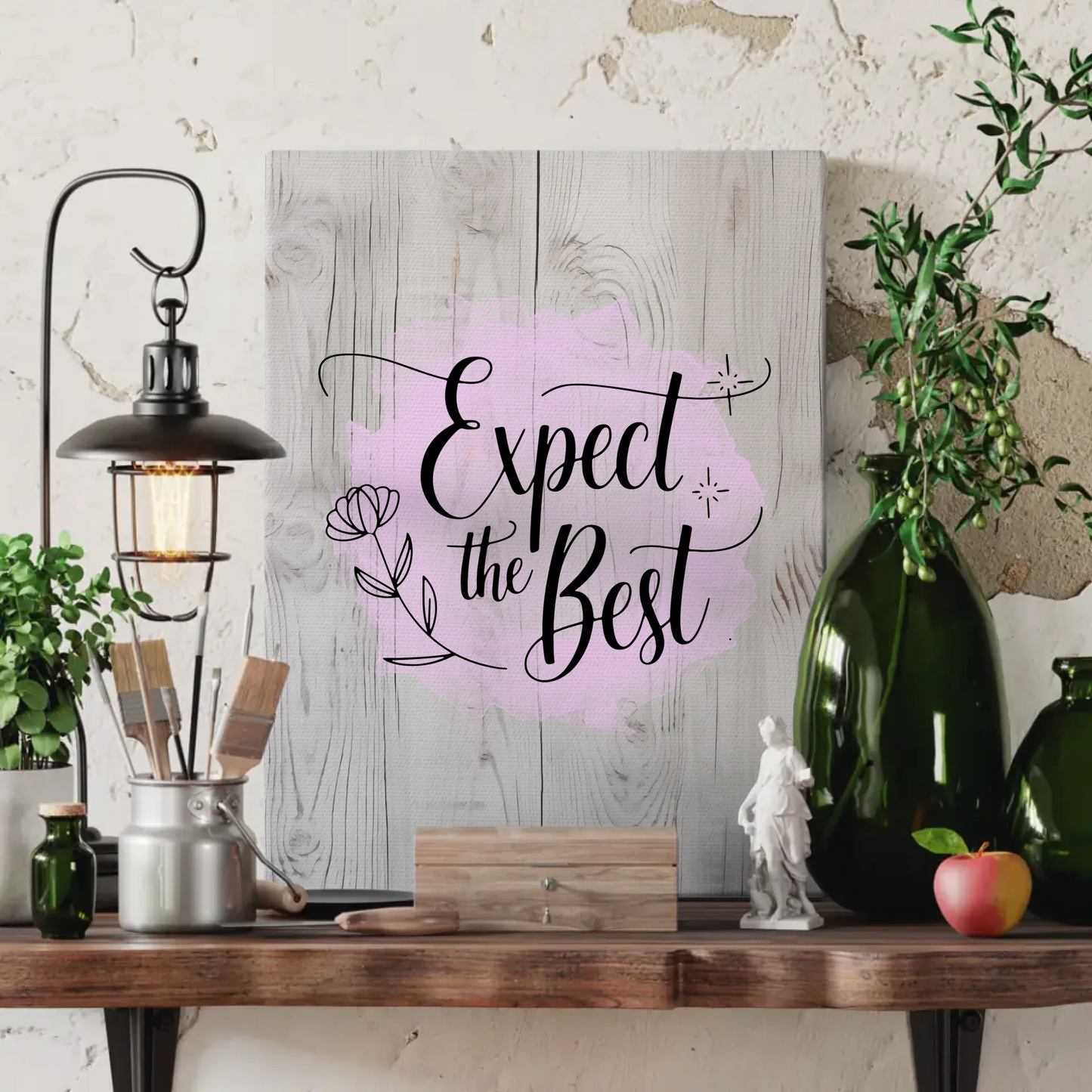 Leinwand Mit Spruch Expect the Best Personalisierte Geschenke