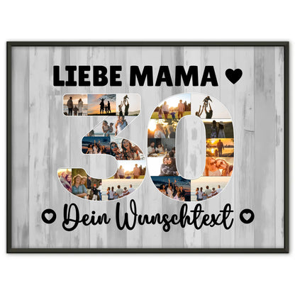 Personalisiertes Poster mit Wunschtext zum 30. Geburtstag Mama