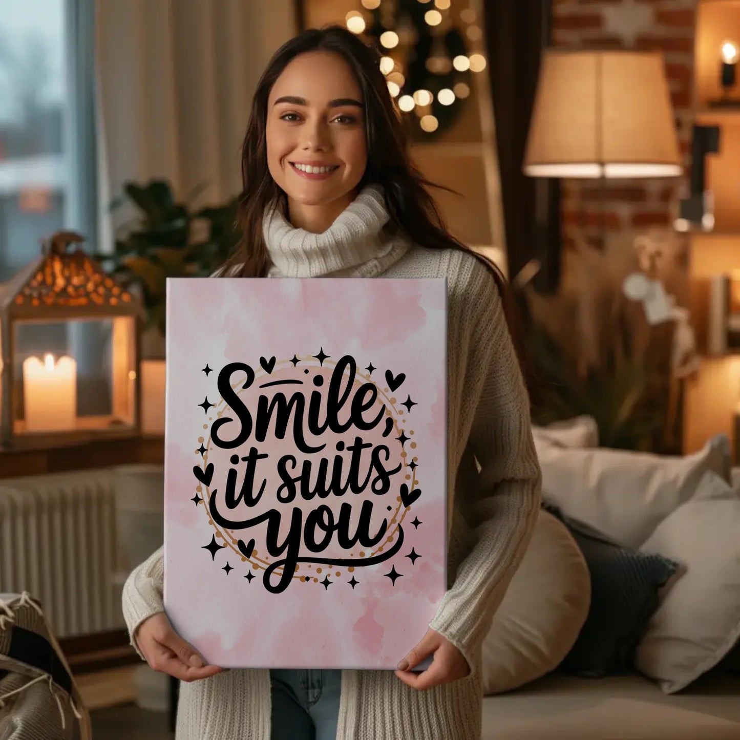 Personalisierte Spruch Leinwand Smile it suits you Geschenk