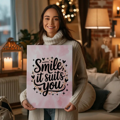 Personalisierte Spruch Leinwand Smile it suits you Geschenk