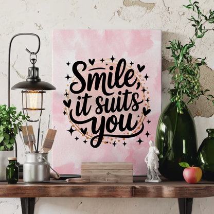 Personalisierte Spruch Leinwand Smile it suits you Geschenk
