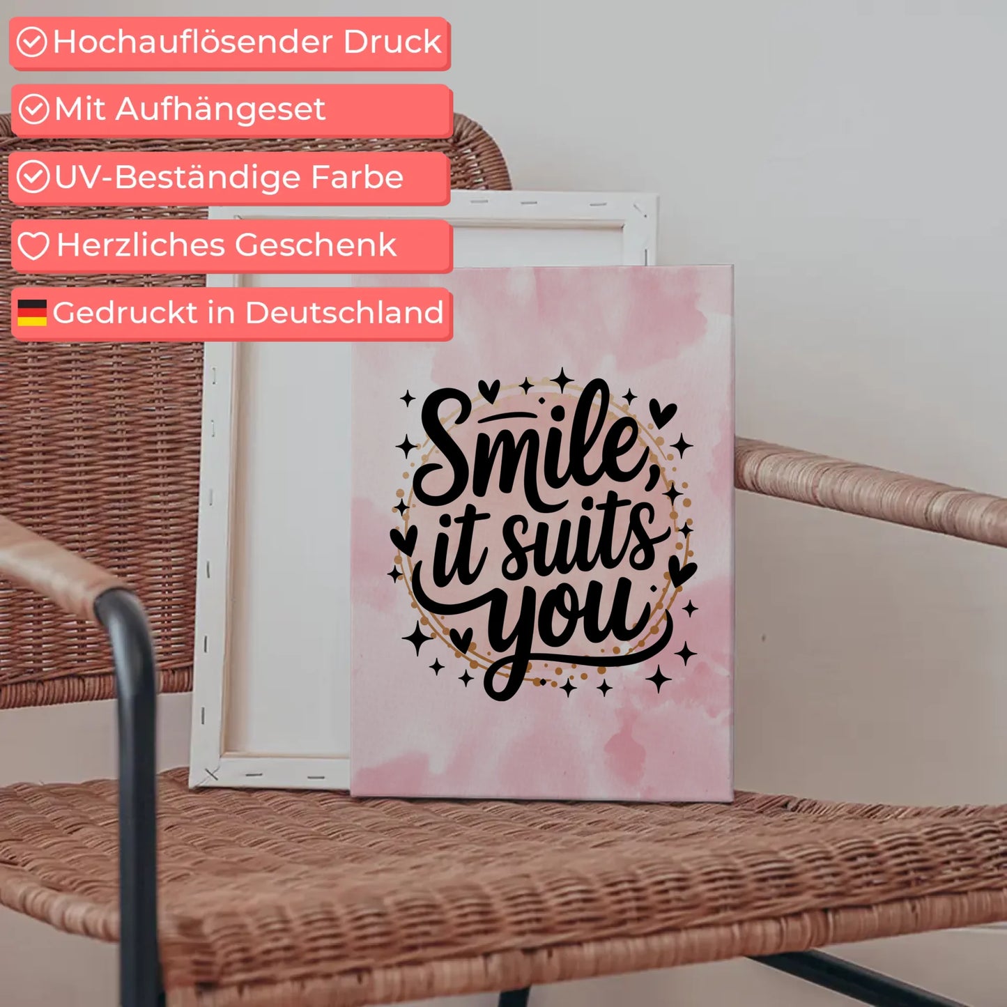 Personalisierte Spruch Leinwand Smile it suits you Geschenk