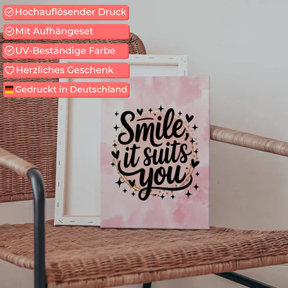 Personalisierte Spruch Leinwand Smile it suits you Geschenk
