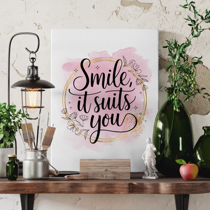 Personalisierte Sprüche Leinwand Smile it suits you Geschenk