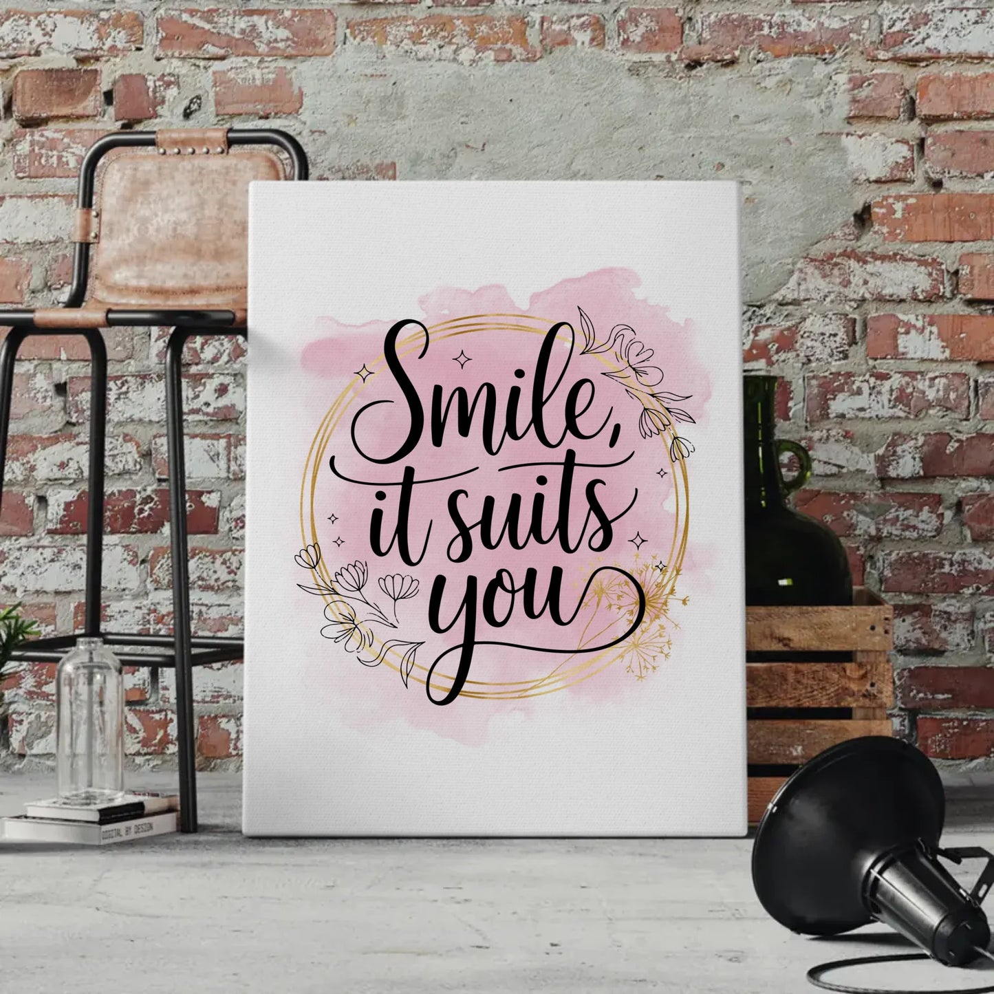 Personalisierte Sprüche Leinwand Smile it suits you Geschenk