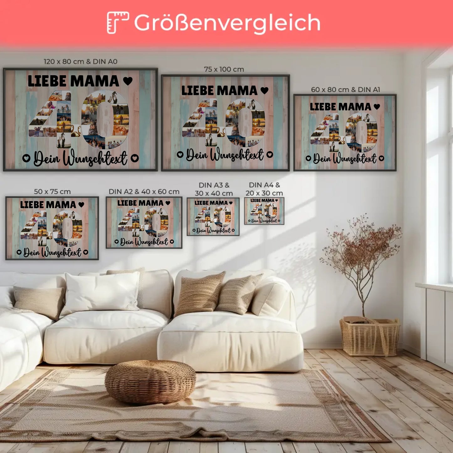 Personalisiertes Poster Wunschtext 40 Geburtstag Mama