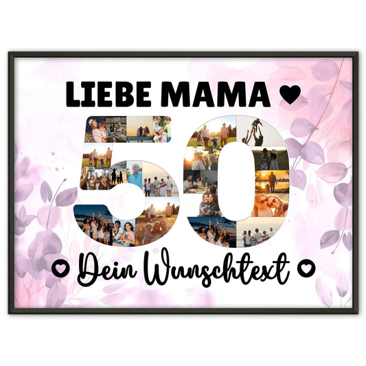Personalisiertes Poster mit Wunschtext zum 50 Geburtstag Mama