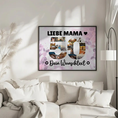 Personalisiertes Poster mit Wunschtext zum 50 Geburtstag Mama