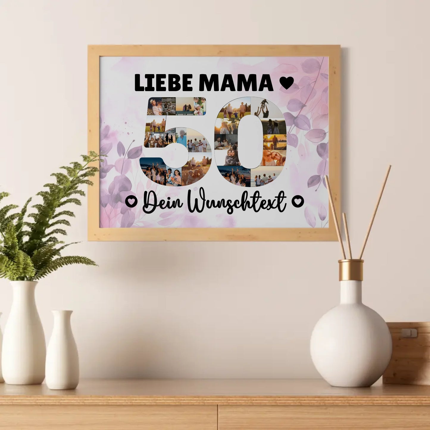 Personalisiertes Poster mit Wunschtext zum 50 Geburtstag Mama