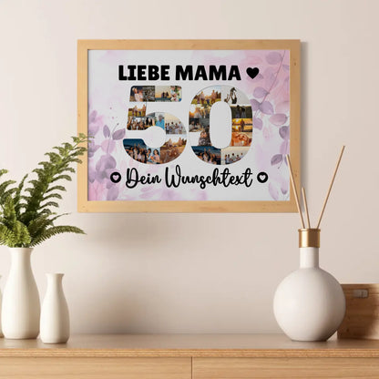 Personalisiertes Poster mit Wunschtext zum 50 Geburtstag Mama