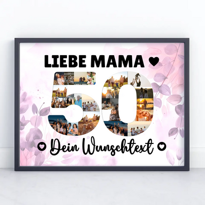 Personalisiertes Poster mit Wunschtext zum 50 Geburtstag Mama