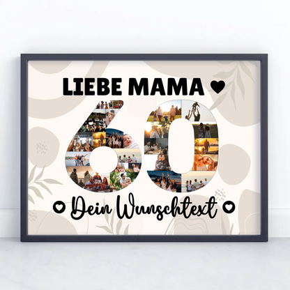 Personalisiertes Poster Wunschtext 60 Geburtstag Mama Geschenk
