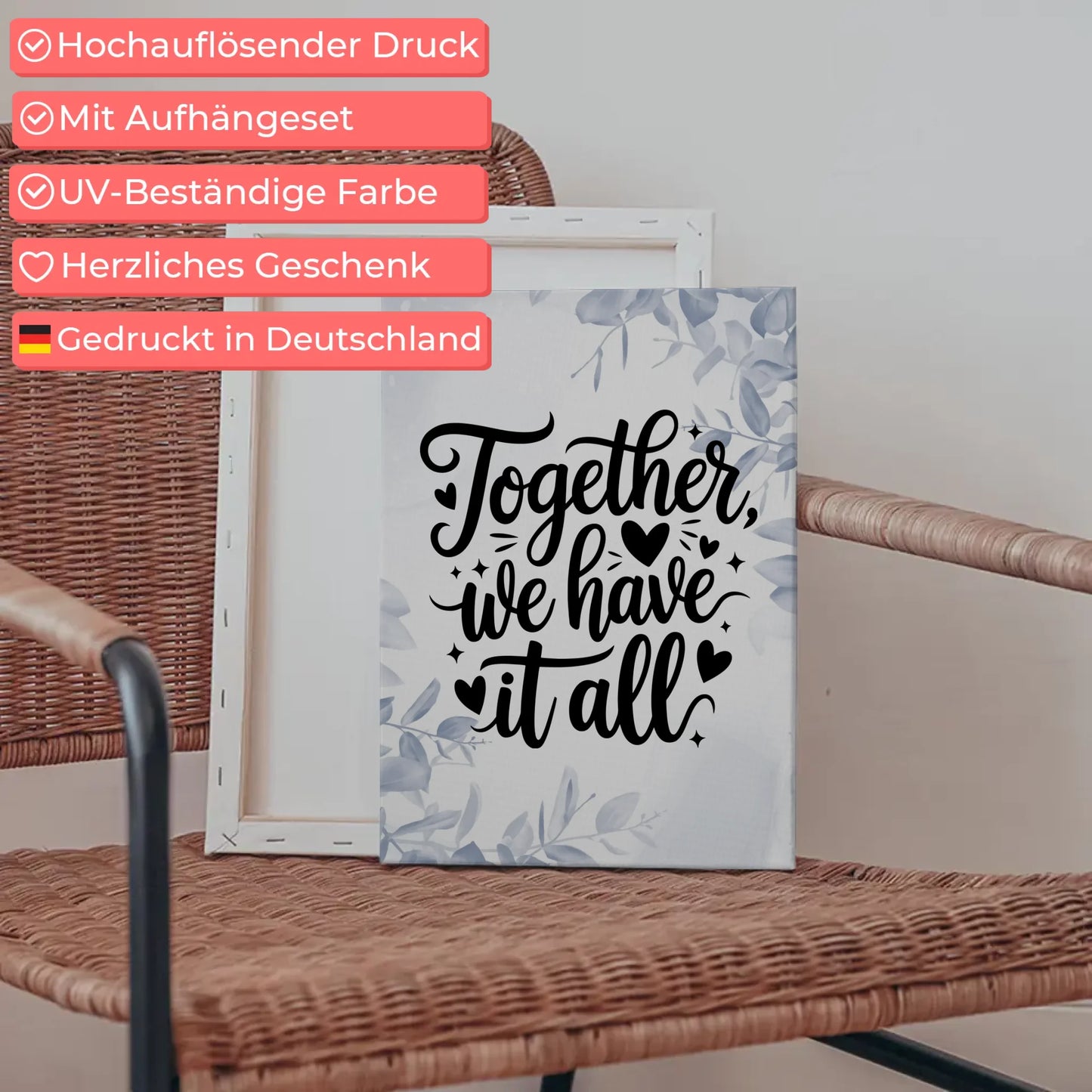 Spruch Leinwand Together we have it all personalisiert