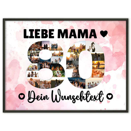 Personalisiertes Poster mit Wunschtext zum 80 Geburtstag Mama
