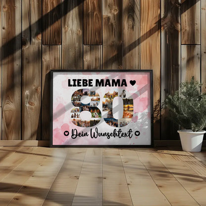 Personalisiertes Poster mit Wunschtext zum 80 Geburtstag Mama