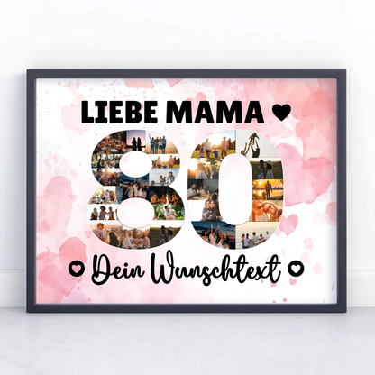 Personalisiertes Poster mit Wunschtext zum 80 Geburtstag Mama