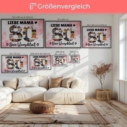 Personalisiertes Poster mit Wunschtext zum 80 Geburtstag Mama