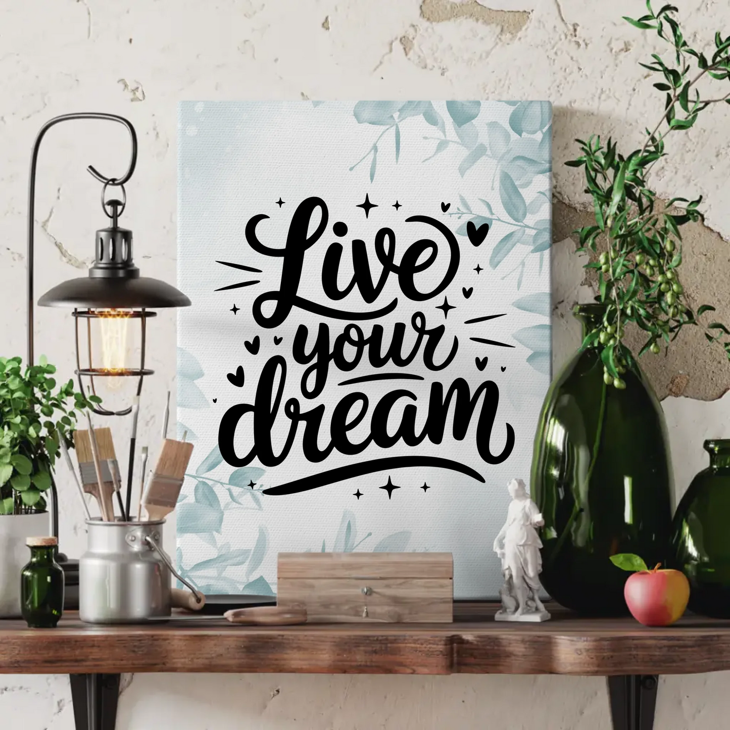 Leinwand mit Spruch Live your dream für persönliche Geschenke