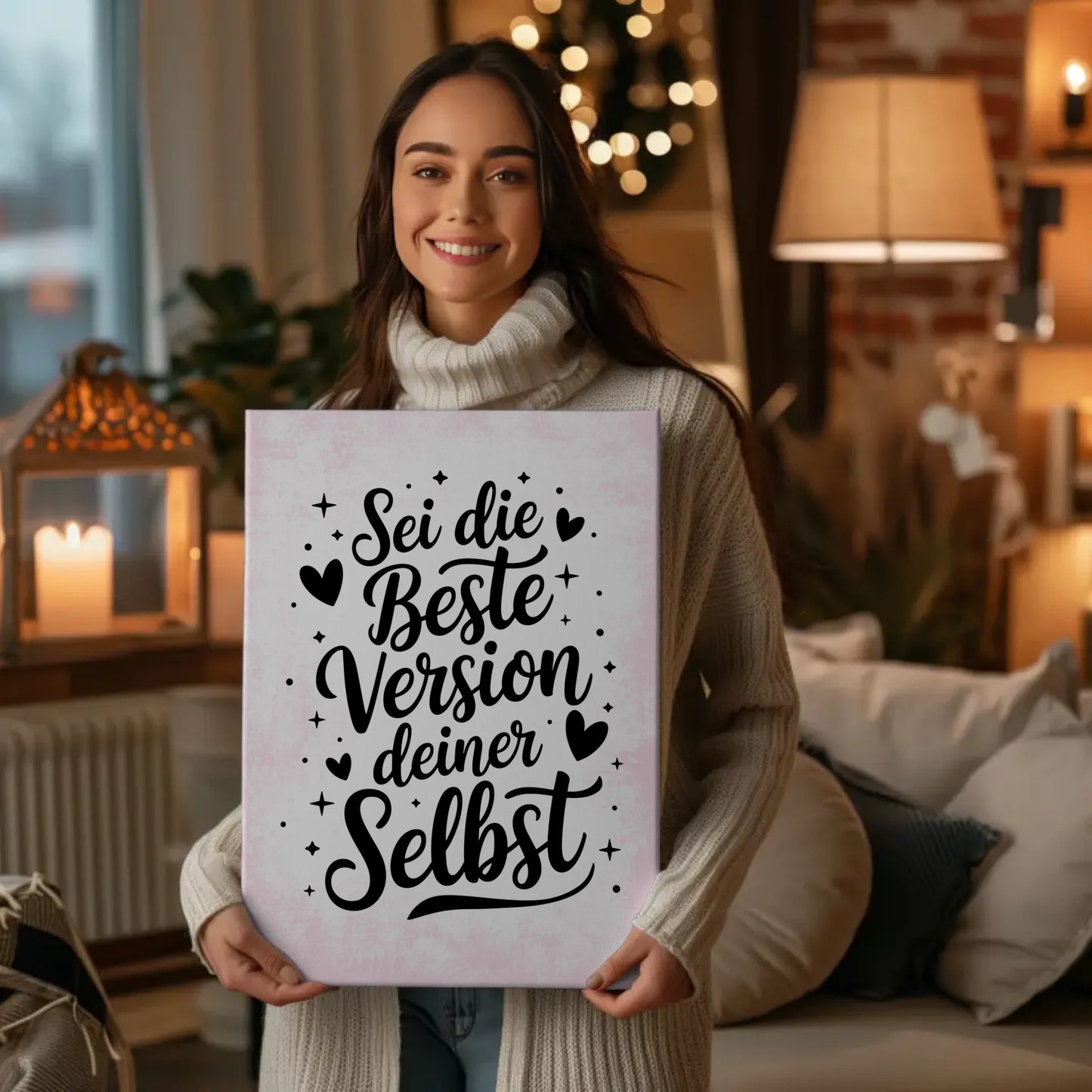 Spruch Leinwand Sei die beste Version deiner selbst Geschenk