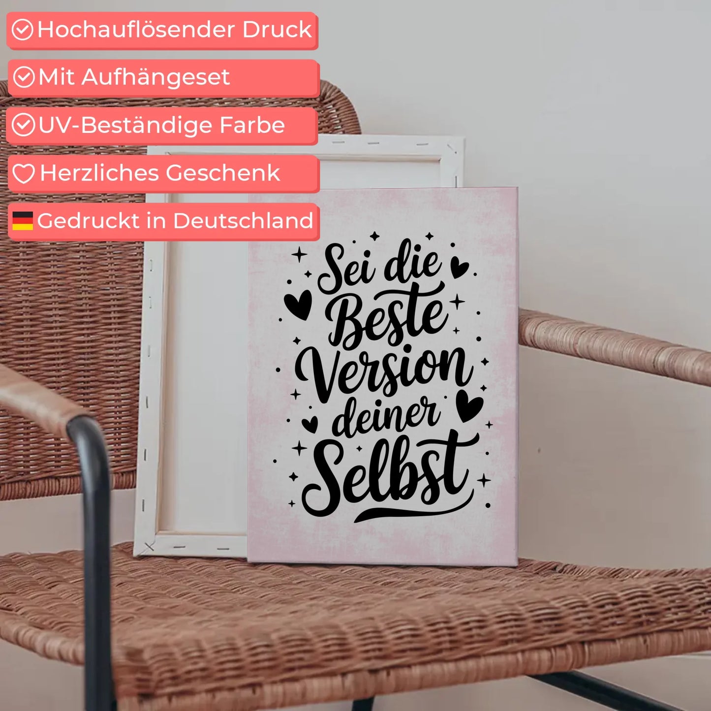 Spruch Leinwand Sei die beste Version deiner selbst Geschenk