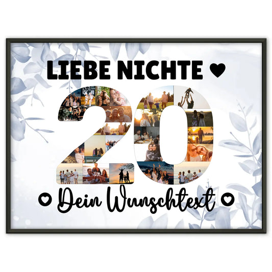 Personalisiertes Poster Wunschtext 20 Geburtstag Nichte