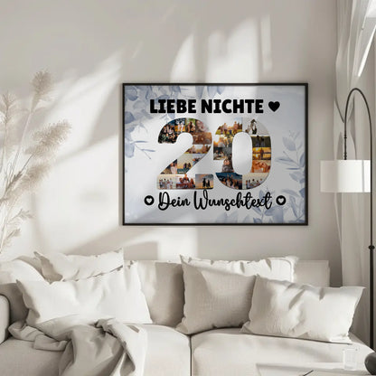 Personalisiertes Poster Wunschtext 20 Geburtstag Nichte