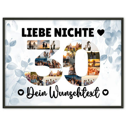 Personalisiertes Poster Wunschtext 30 Geburtstag Nichte Geschenk