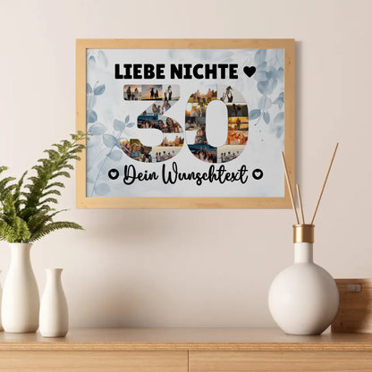 Personalisiertes Poster Wunschtext 30 Geburtstag Nichte Geschenk