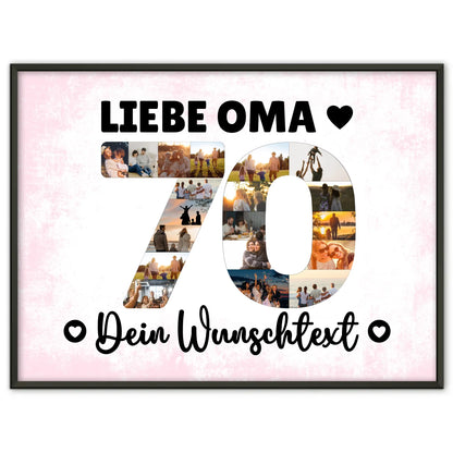 Personalisiertes Poster Wunschtext 70 Geburtstag Oma Geschenk