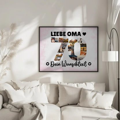 Personalisiertes Poster Wunschtext 70 Geburtstag Oma Geschenk