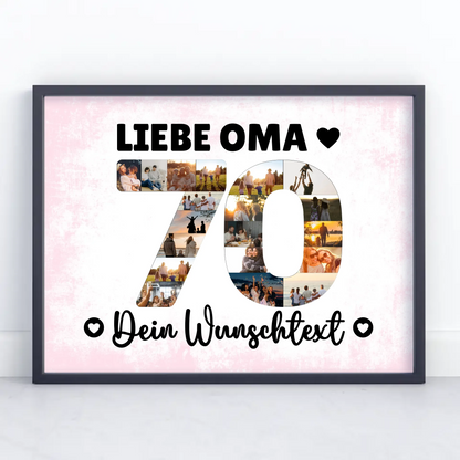 Personalisiertes Poster Wunschtext 70 Geburtstag Oma Geschenk