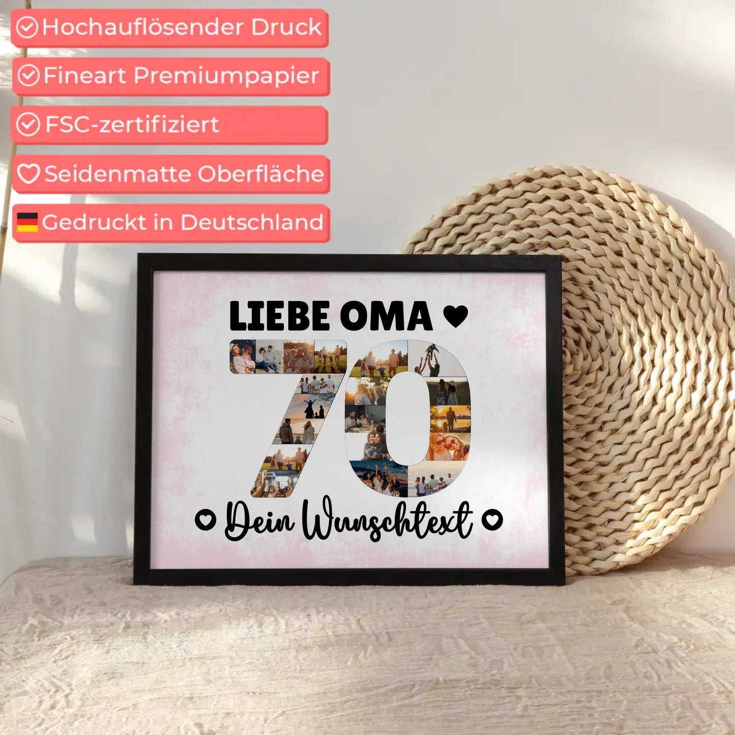 Personalisiertes Poster Wunschtext 70 Geburtstag Oma Geschenk