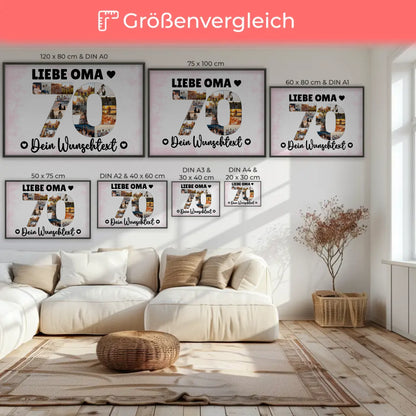 Personalisiertes Poster Wunschtext 70 Geburtstag Oma Geschenk