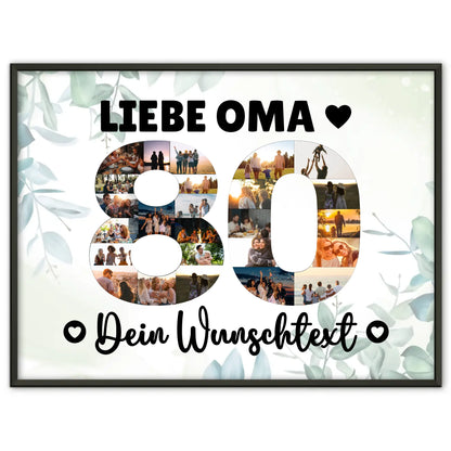 Personalisiertes Poster mit Wunschtext 80 Geburtstag Oma