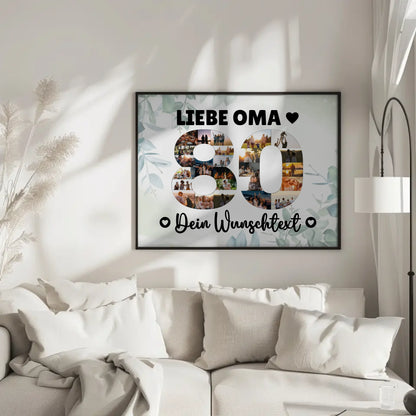 Personalisiertes Poster mit Wunschtext 80 Geburtstag Oma