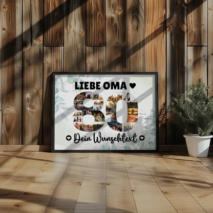 Personalisiertes Poster mit Wunschtext 80 Geburtstag Oma