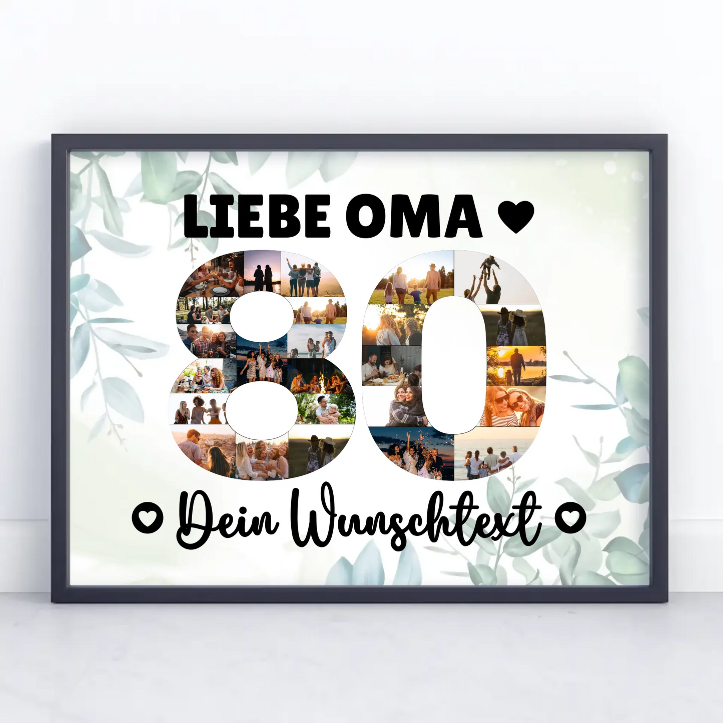 Personalisiertes Poster mit Wunschtext 80 Geburtstag Oma