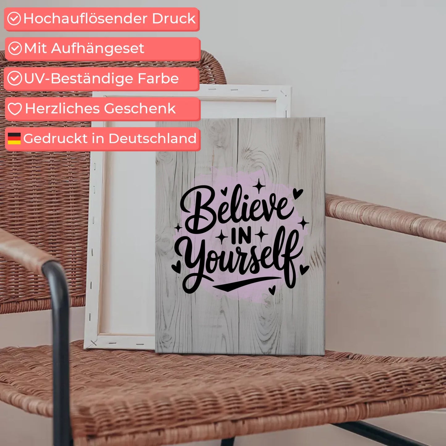 Sprüche Leinwand Believe in yourself personalisierte Geschenke