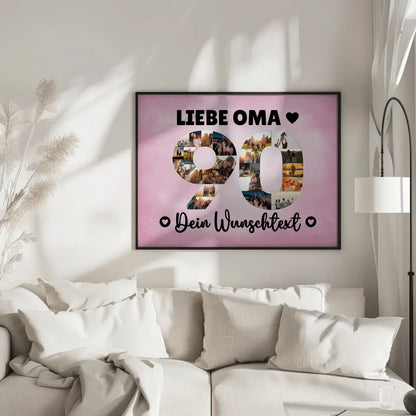 Personalisiertes Poster mit Wunschtext 90 Geburtstag Oma