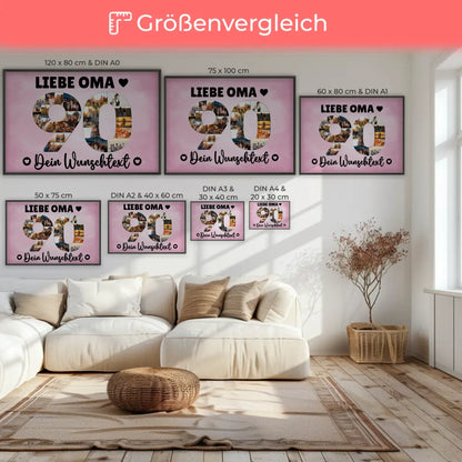 Personalisiertes Poster mit Wunschtext 90 Geburtstag Oma