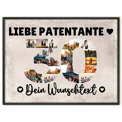 Personalisiertes Poster Wunschtext 30 Geburtstag Patentante